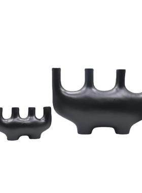 简约现代白色树脂创意多孔抽象几何雕塑样板间客厅玄关桌面摆件