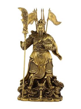 厂家九龙关公关二爷黄铜摆件工艺品铜关公家居客厅摆件