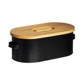 竹盖椭圆面包盒烘焙食品铁艺收纳罐网纹金属黑面包箱透气保鲜