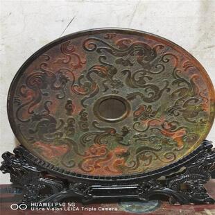 古玩杂项仿古做旧工艺品岫玉复古十二生肖四神兽马拉车玉璧摆件