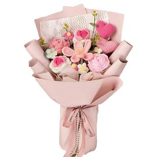 成品生日女毛线大花束实用玫瑰郁金香手工钩织材料包