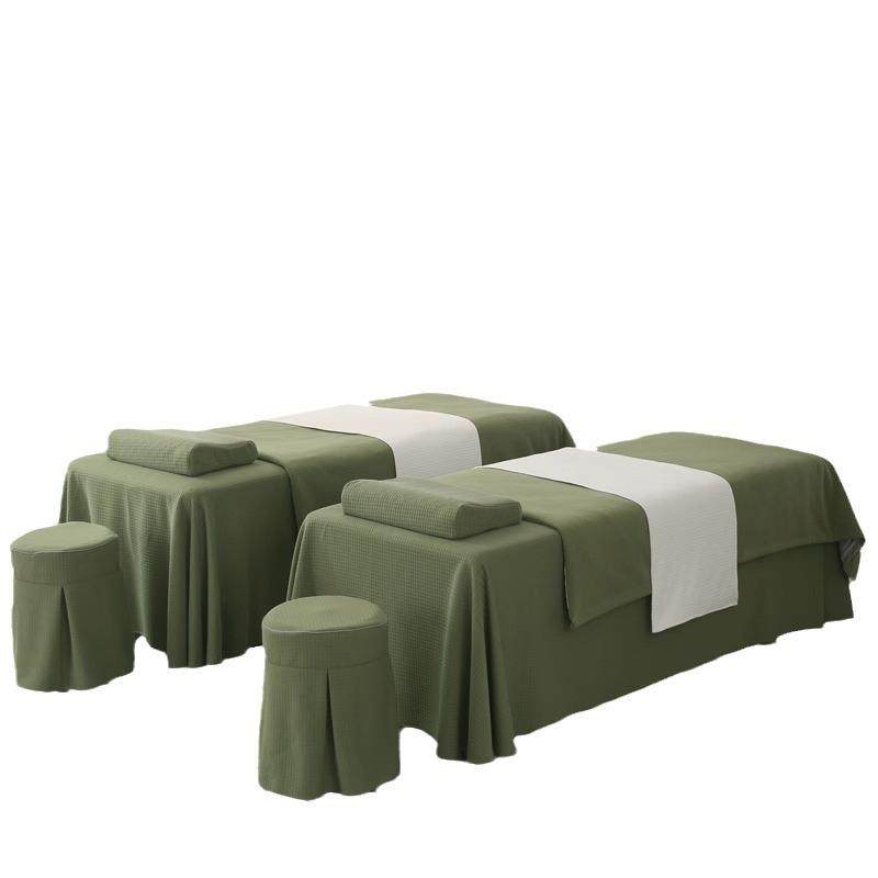 美容床罩四件套美容院专用高档针织棉按摩理疗床单洗头采耳床罩套