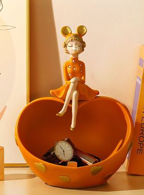 放钥匙扣摆件关鞋柜电视柜客厅钥匙收纳摆件酒柜家居装饰托盘礼品