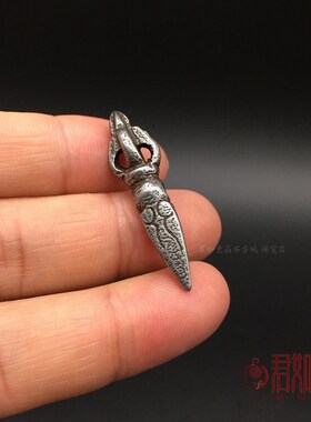 藏式天铁金刚杵挂件 藏饰民族风迷你天铁托甲小金刚杵配饰项链