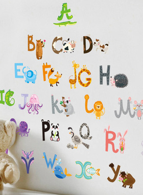 26 letters A-Z Alphabet&Animals Wall Sticke home decorat