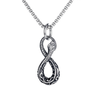 Snake Number 8 Shape Pendant Necklace Mens Necklace New Fas