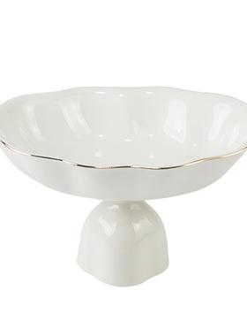 墨蓝色的花器小原流公主日式插花直立开放手工陶瓷金边果盘型花道