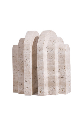 极速北欧风侘寂黄洞大理石层叠书立架书挡客厅装饰摆件装饰书房家