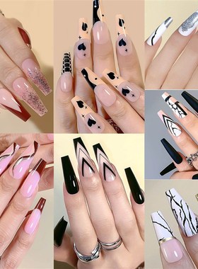 Fake Nails Long Coffin Press On Nails Fake False 24 Pcs Nail