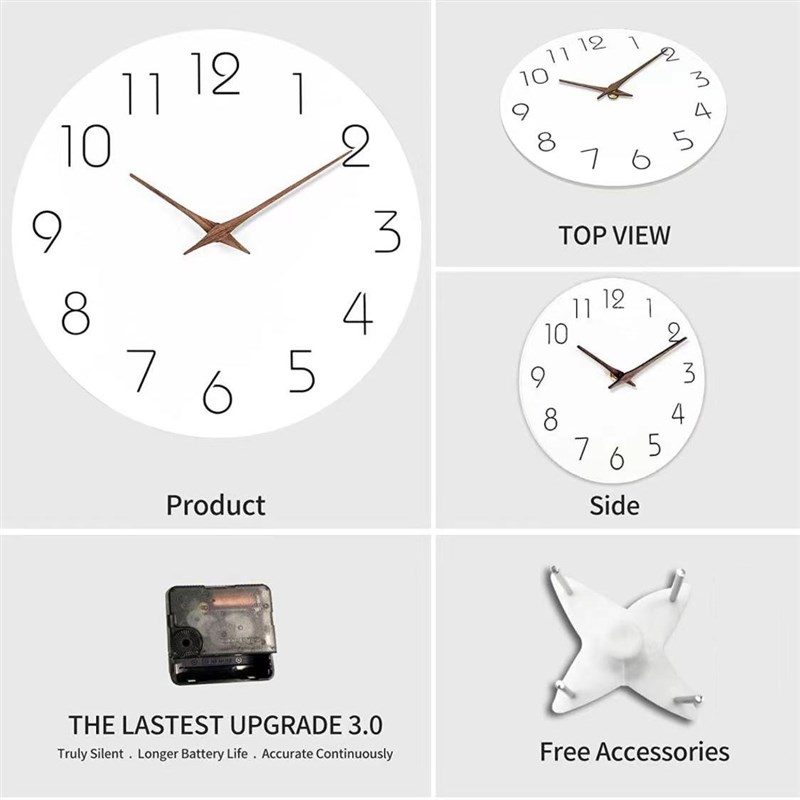 Direct Supply Digital Wall Clock Simple Solid Color Mute