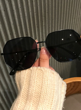 透明蓝色太阳眼镜男士多边形金属开车韩版潮海边旅行抗UV太阳眼镜