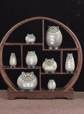 石敢当四兄弟摆件室内补角石中国风石头泰山石小狮子桌面创意饰品