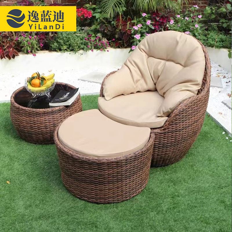 阳台小沙发茶几三件套藤沙发客厅桌椅藤编家俱小户型藤椅露台组合