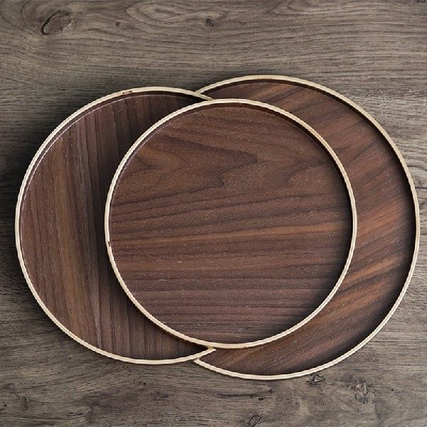 Solid Wood Pallet Walnut Color Round 21-37cm Multifunction