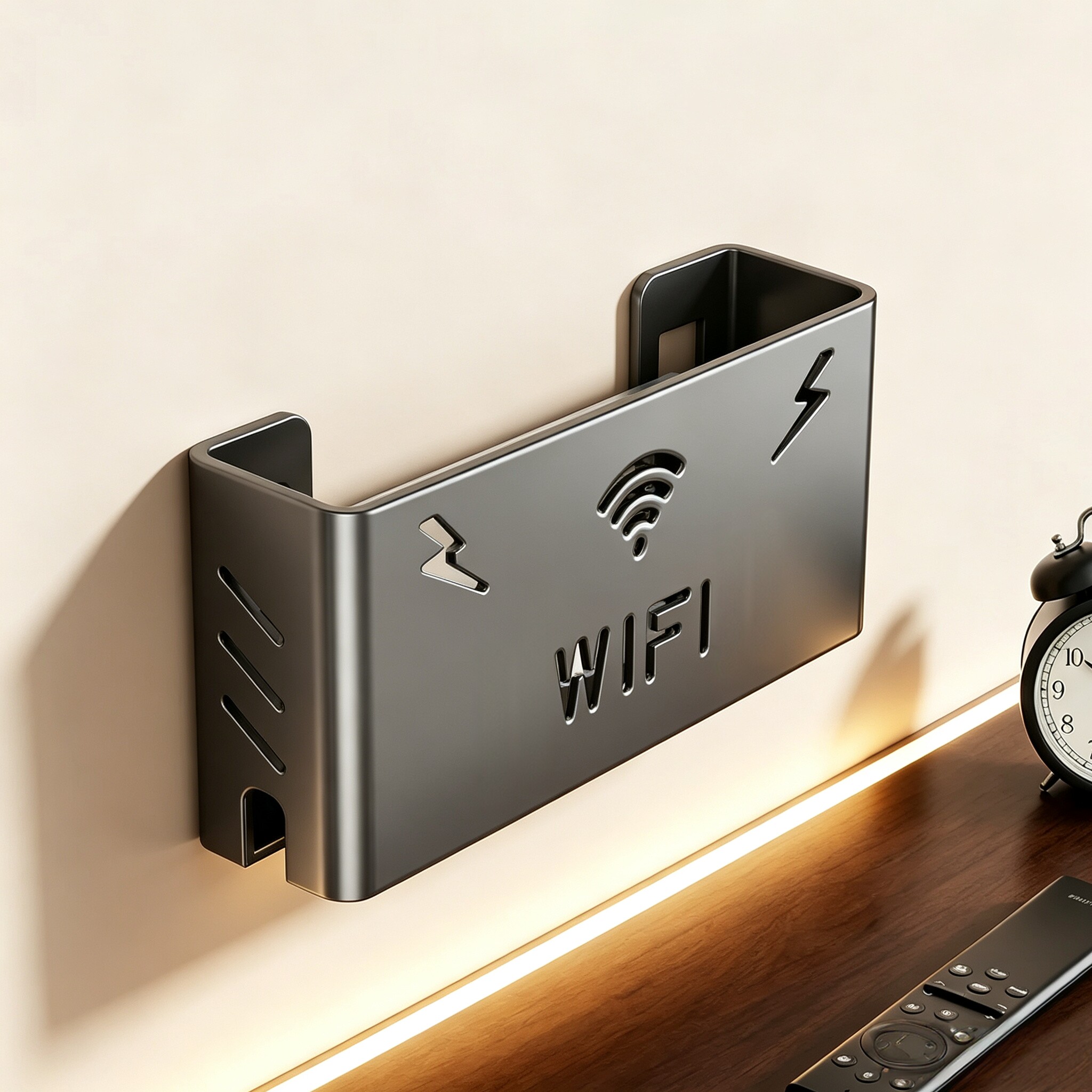 路由器放置架壁挂机顶盒遮挡客厅电视机上墙wifi收纳盒光猫置物架