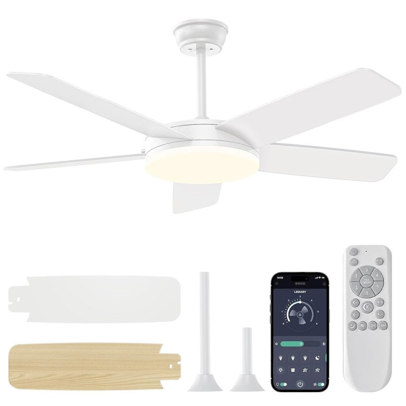 北欧客厅风扇灯吸顶智能实木卧室电扇灯52寸灯中山工厂吊扇灯批发