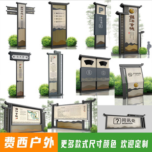 户外导视牌标识公园景区路牌广告牌不锈钢标志牌方向引导指示牌