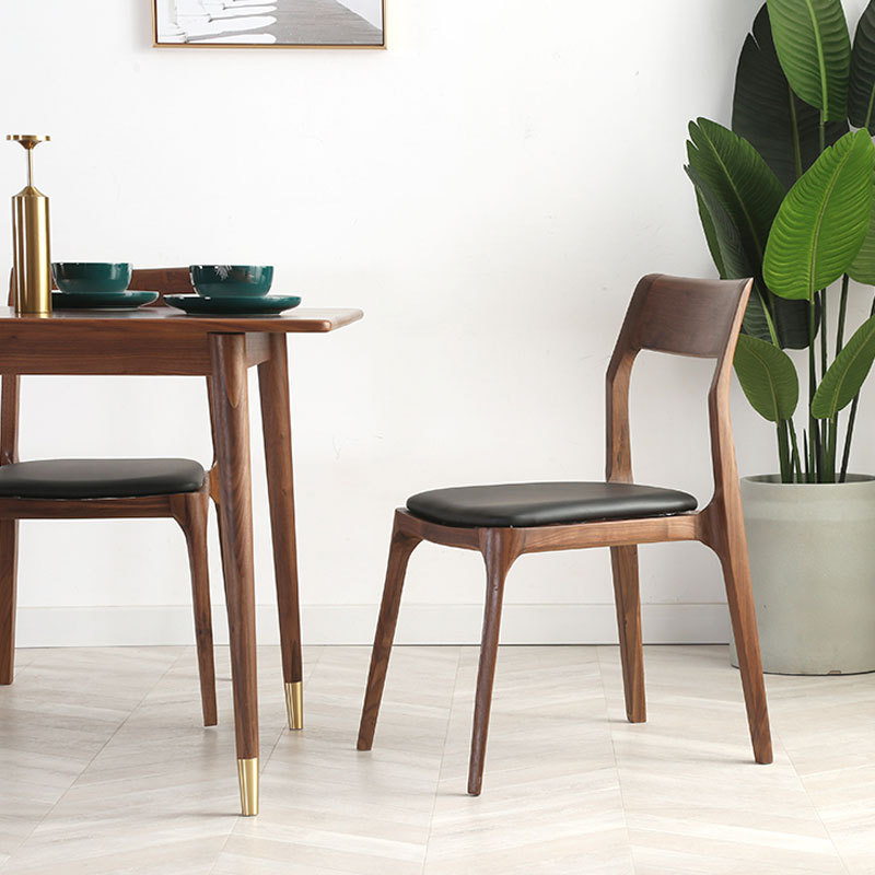北欧樱桃木餐椅实木白橡木背靠椅现代简约黑胡桃木餐桌椅组合现货