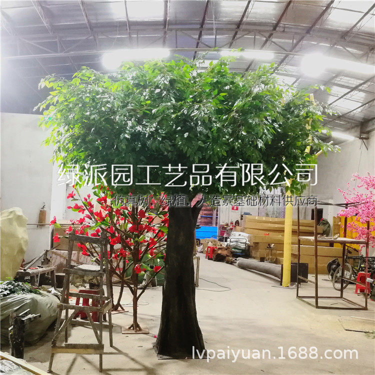 仿真榕树人造树假树大型植物装饰酒店大厅布景实木树干造型树