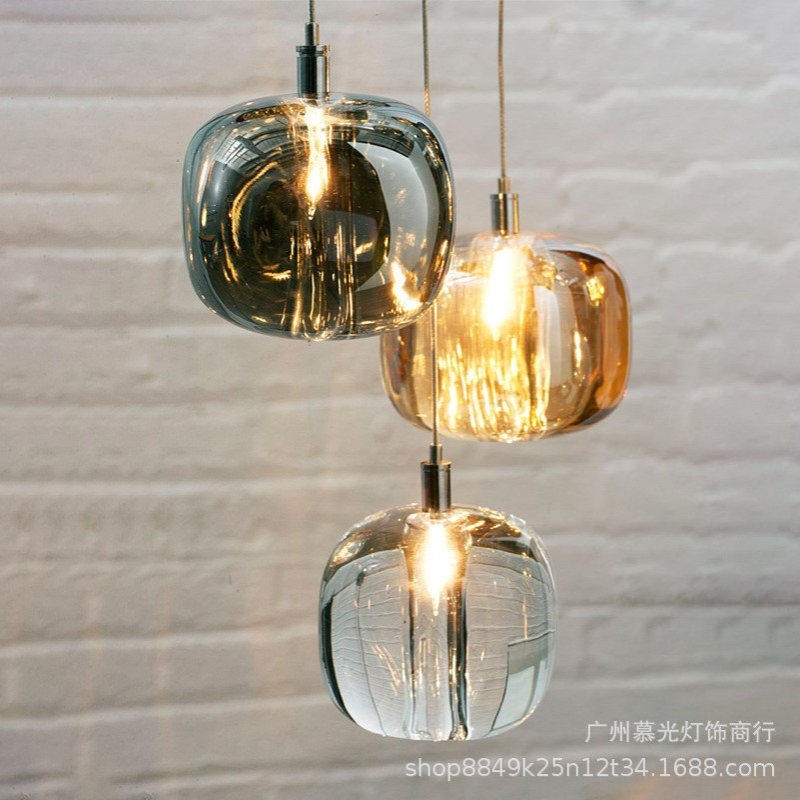 北欧简约水晶吧台餐厅吊灯后现代创意轻奢卧室床头客厅三头小吊灯
