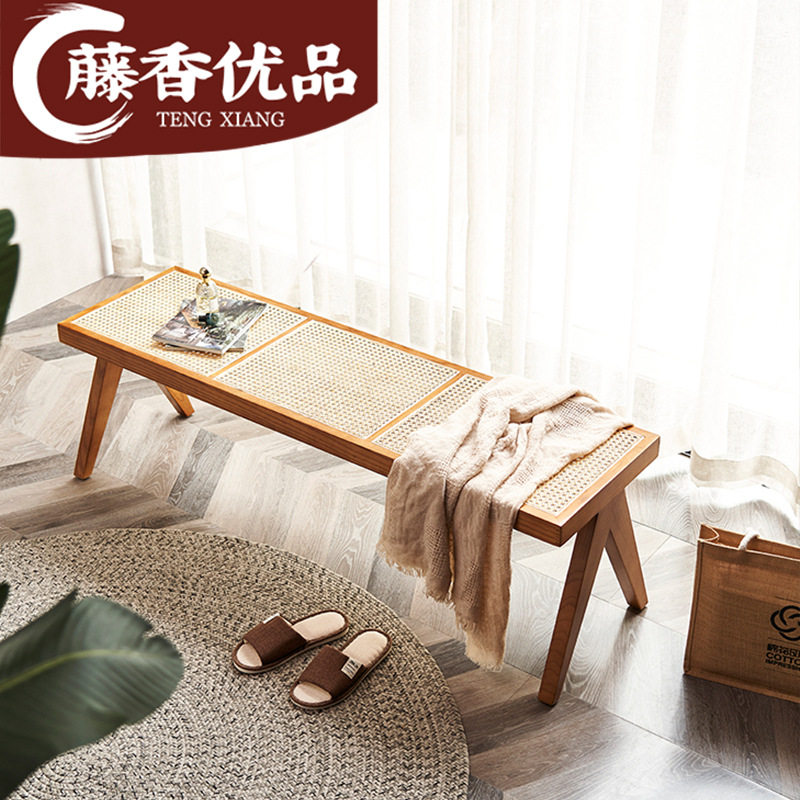 昌迪加尔椅实木藤编长凳换鞋凳家用门口设计师餐椅北欧卧室床尾凳,鲜花速递/花卉仿真/绿植园艺,其它园艺用品,淘宝优惠券,粉丝福利购,淘宝优惠卷