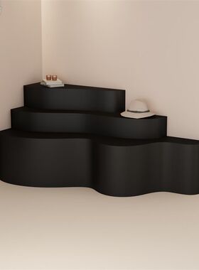 2026服装店展示桌花店黑色流水台展示台鞋包饰品陈列道具展示柜子