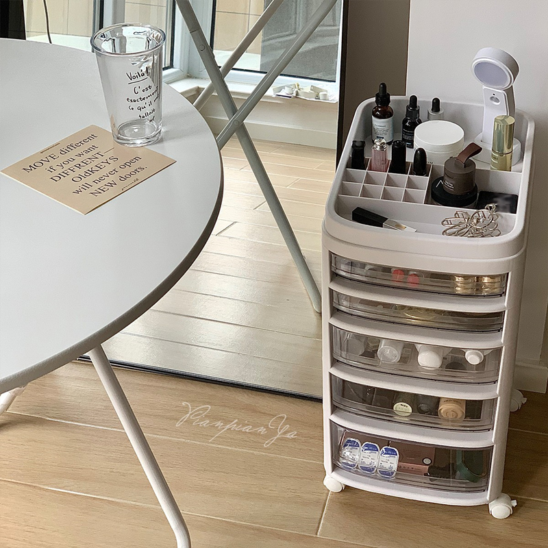 防尘小推车美甲收纳落地可移动 多层可拆卸抽屉分隔置物架药箱