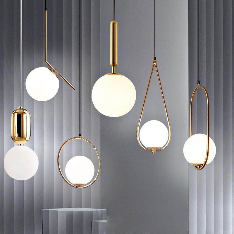 北欧卧室床头小吊灯现代简约个性创意轻奢吊线灯吧台网红圆球吊灯