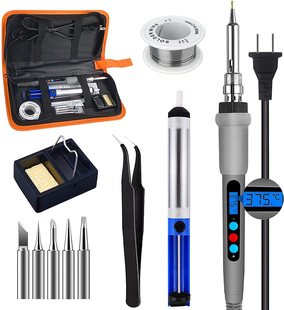 60W 12合1 便携式可调节温度(180℃-480℃)数字焊接套件工具套装