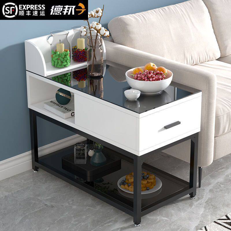 批发轻奢简约沙发边柜边几角几客厅钢化玻璃侧边柜储物柜边角桌小