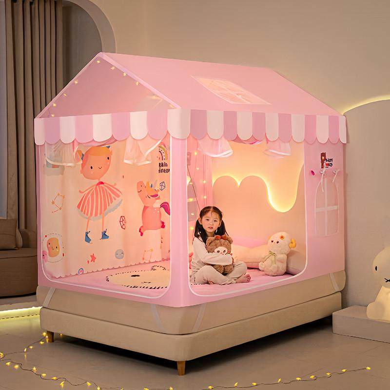 防摔儿童蚊帐2025新款家用遮光公主风床幔1米5床1.8支架加厚加粗,床上用品,蚊帐,淘宝优惠券,粉丝福利购,淘宝优惠卷