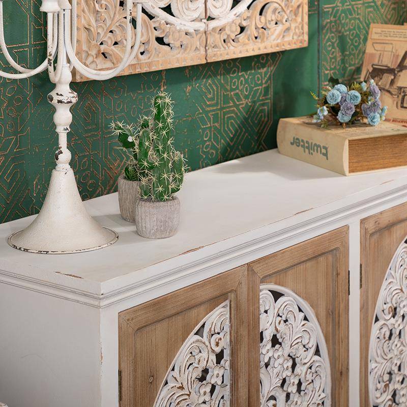 美式古入户木玄NFP复关柜客厅靠墙实收纳储物柜子民旧宿做雕花装