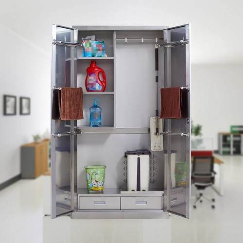 201不锈钢清洁柜卫生柜保柜学校洁双门04拖把柜扫帚单xs-03工3具