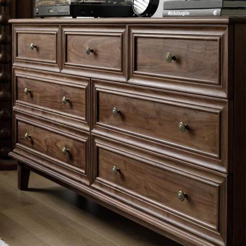 柜北美黑胡桃木斗实储物收纳抽屉式五斗橱卧室73935客厅家用樱桃