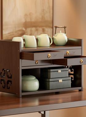 中式实木茶多抽屉收纳新茶茶具整理置物柜柜家用盒茶91108桌配套