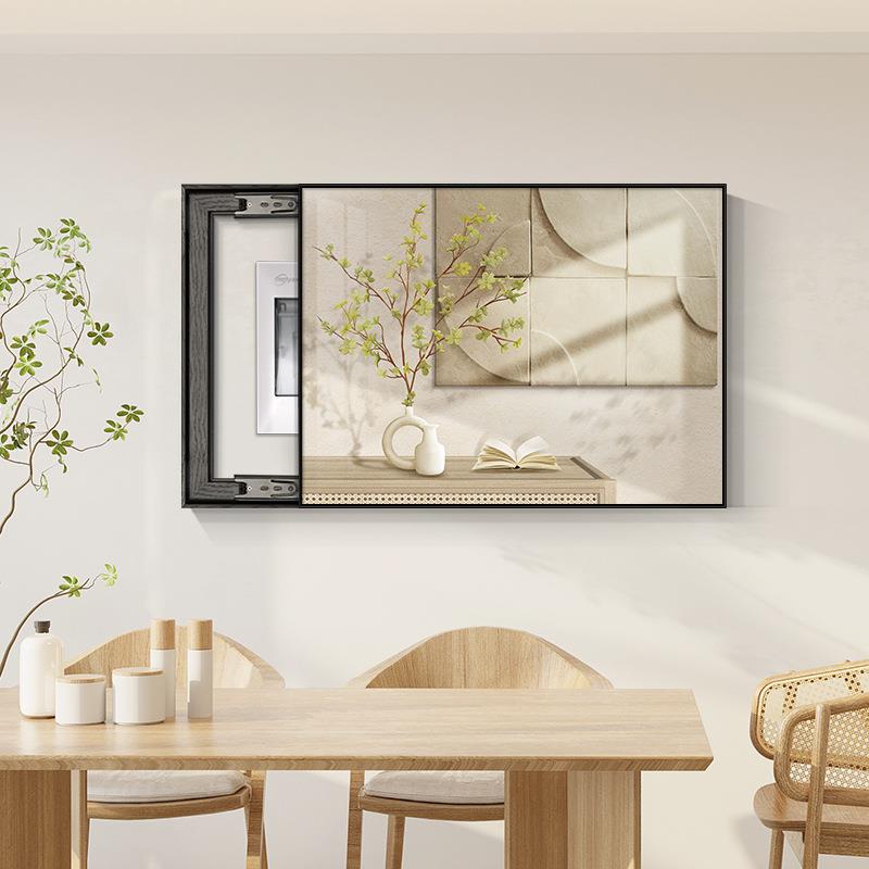 电表箱简装饰ZZI画免植打代孔现约配电箱遮挡餐厅壁画客厅光影绿