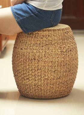 日式编矮15306凳圆凳沙手工小草编坐墩发凳茶几凳子家用藤客厅实