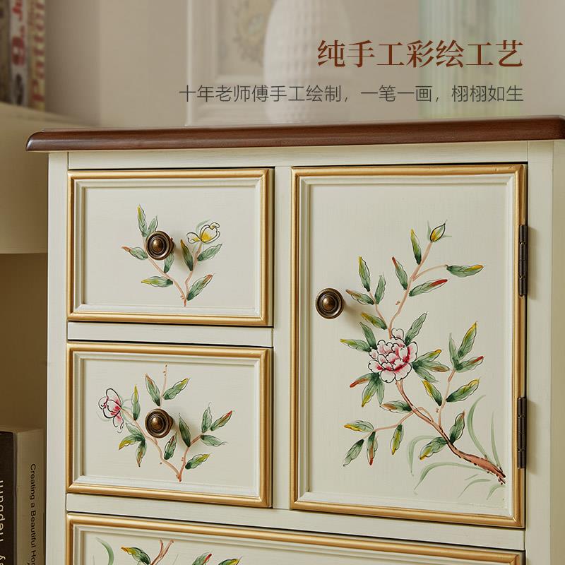 斗柜彩室置美IBP式主卧床头实木五斗柜绘收纳抽屉床尾卧靠墙物柜