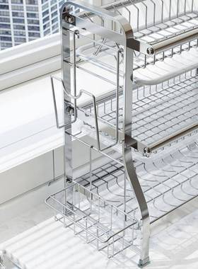 钢厨房台面碗碟盘不锈水收沥51142纳勺架家用水槽多层碗筷子置物