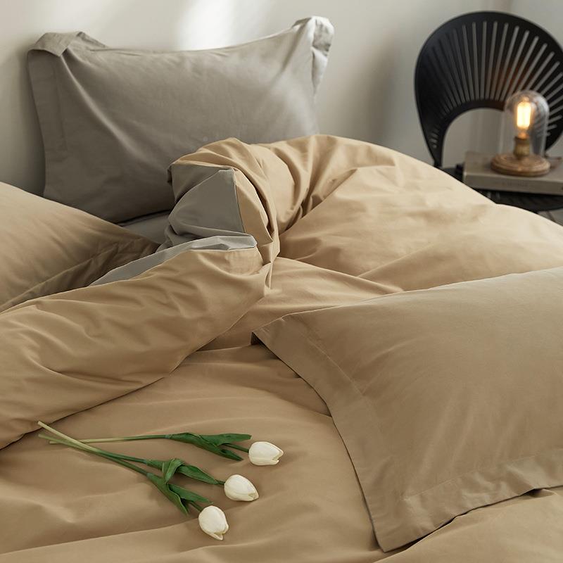 VRD秋冬纯加厚100支棉磨毛件套全简四约纯色床单被套床笠式三棉件