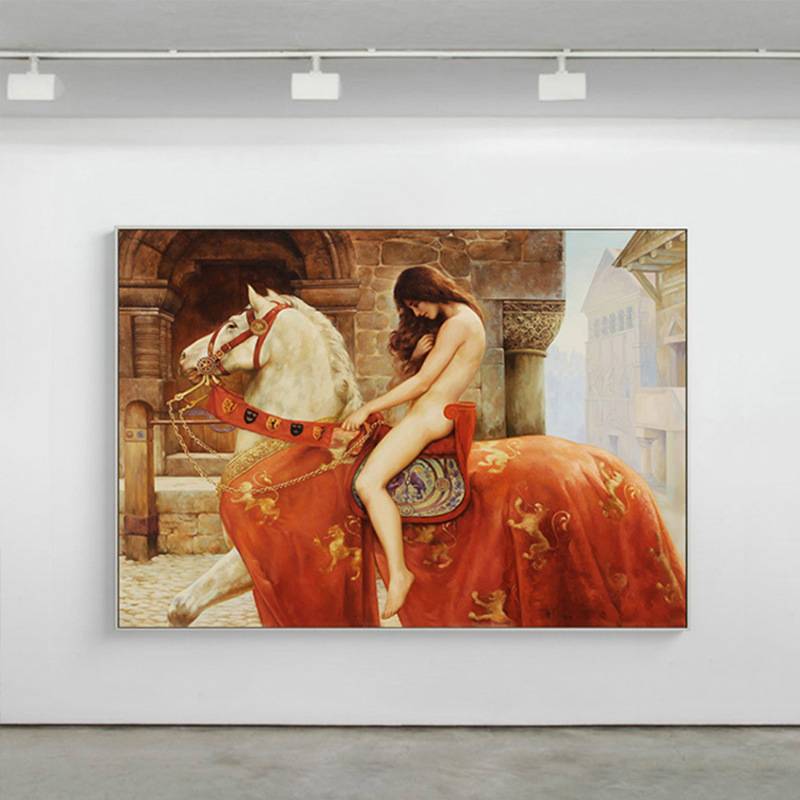 马背上的Godiva夫人艺术油画装饰画现代客厅壁画卧室墙画酒店挂画图片