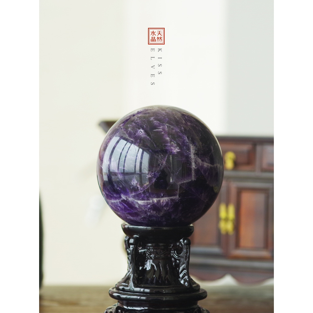 OQ5M天然紫水晶球摆件家居梦幻紫色原石蓝色绿色透明黄色宝石
