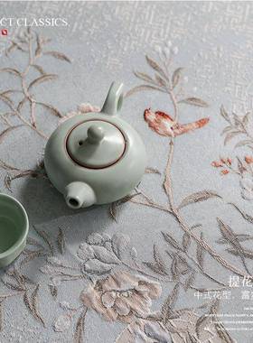 新布桌中式小圆桌桌小几家用圆形盖布棉麻餐布艺中OXE国风古典台