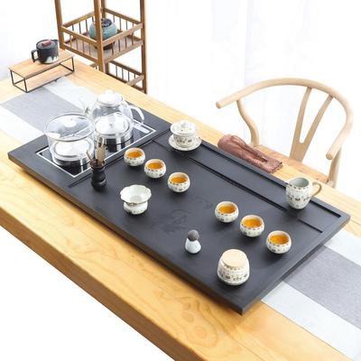 天整块乌体金石茶盘全36894自动一茶具套装家用夫电功磁炉客厅然