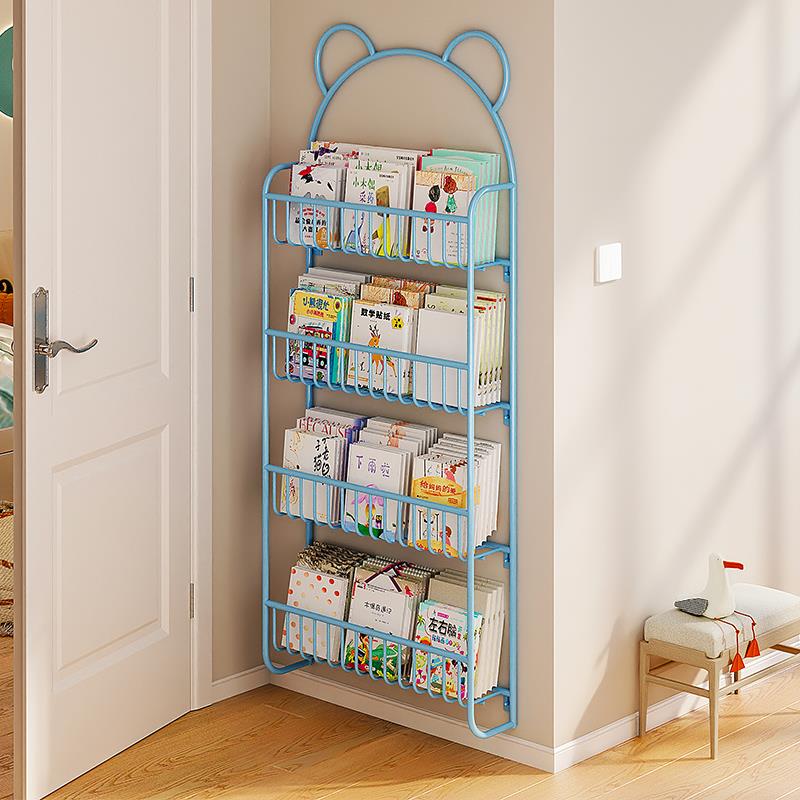#墙儿童书简易架铁QHB艺绘本书本收纳门后挂墙省空上间宝宝置架物