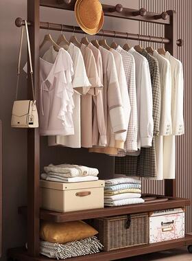 禹落地衣木帽架实挂衣架衣木质卧室家用63470落地式衣帽架楠竹兴