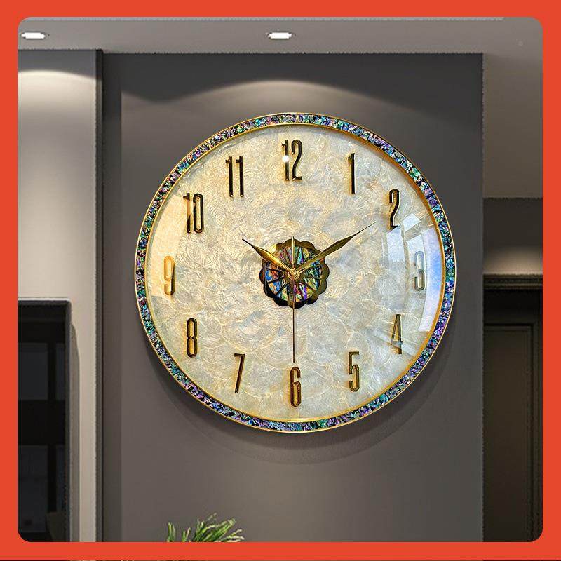 ▽贝壳钟挂钟2轻025新款家用客表Fh(h(h(&挂厅墙卧室静音奢大气网