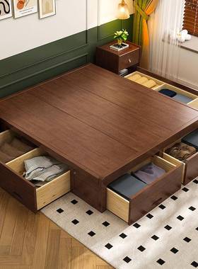 无床头榻米榻床黑色板床矮床落架地硬床身无36698靠背床体床实木