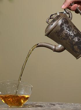 爆款直播烧供货宜兴紫砂壶工制作手56036原矿沉香猫泥高温柴熊竹