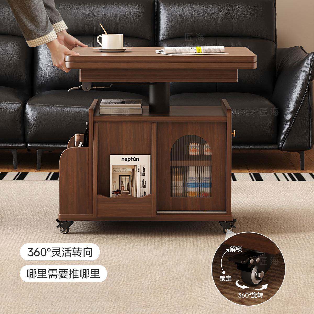 匠海可移折茶几客厅家动叠沙发用边几小户型边柜升降茶89504台桌